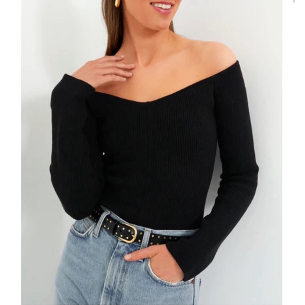 Tuckernuck Nicola Compression Knit Off the Shoulder Top NWT